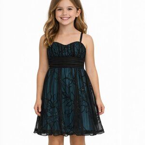 Girls Speeckless Dress size L Black and Blue Aqua Turquoise